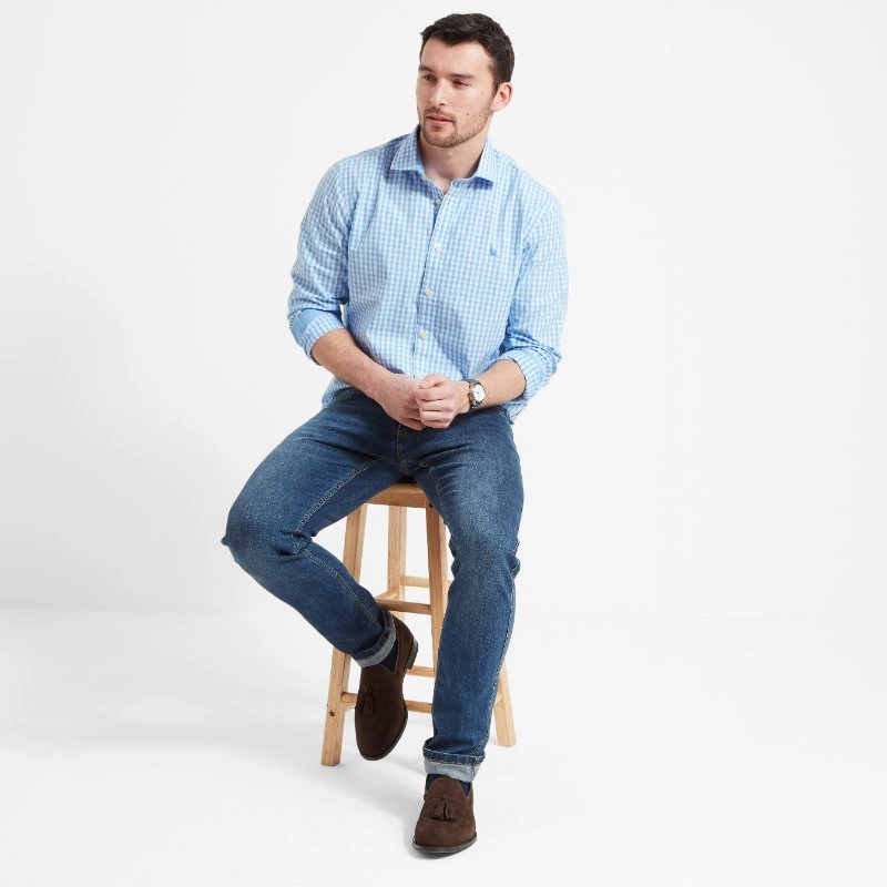 Schoffel Thorpeness Tailored Mens Shirt - Blue Check Today Only Hot Sale