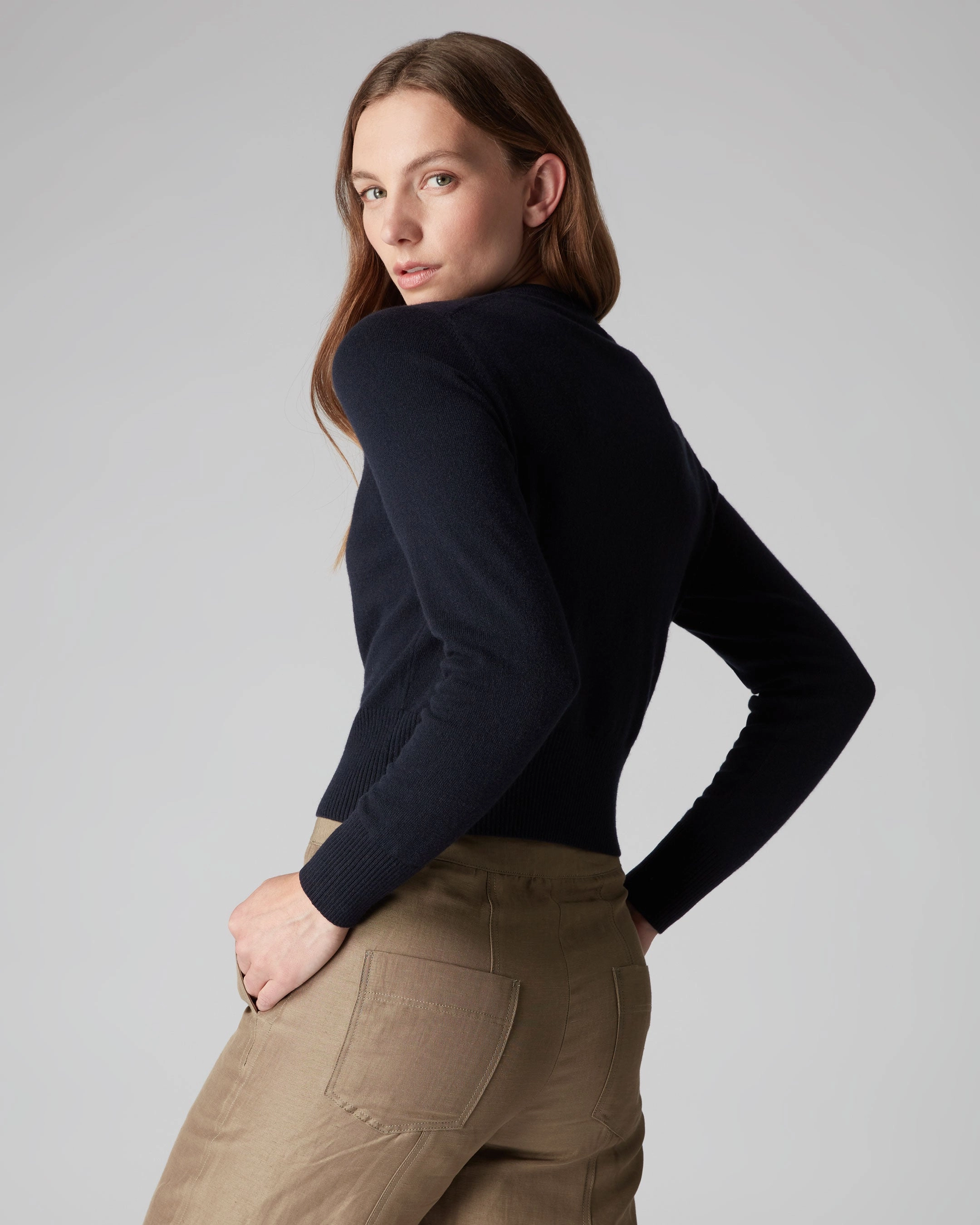 Women'S Ivy Cropped Cashmere Cardigan Navy Blue Hot Sale Today Hot Offer Inside