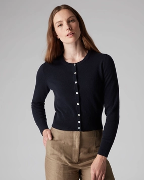 Online Exclusive Offer Shop Now Save Women'S Ivy Cropped Cashmere Cardigan Navy Blue