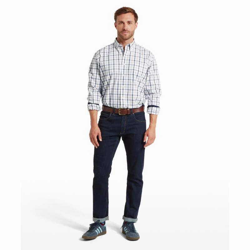 Schoffel Brancaster Classic Mens Shirt - Oxford Navy Check Shop Grab Savings