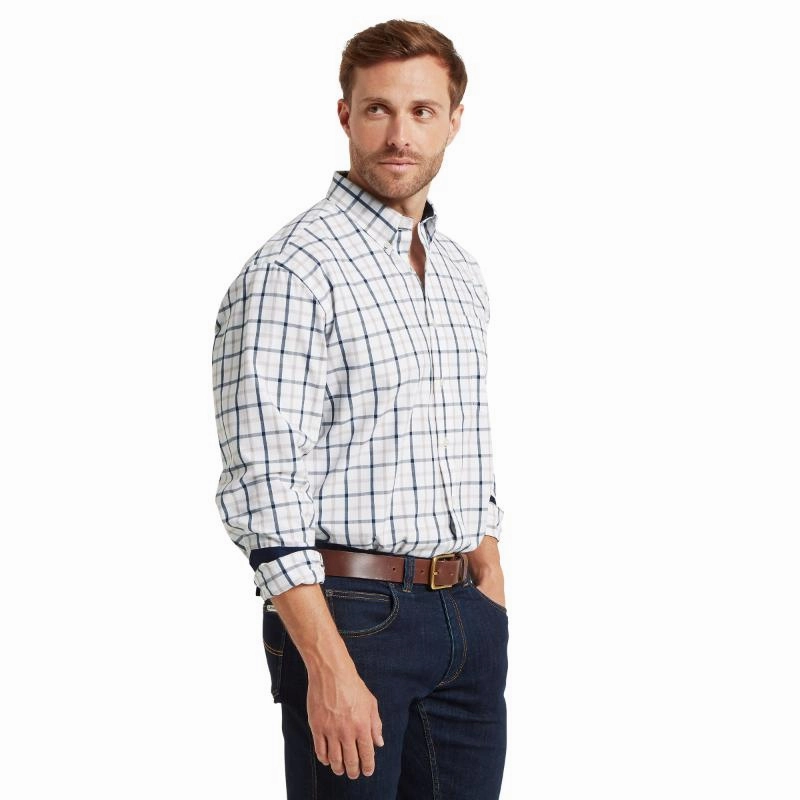 Shop Hot Picks Schoffel Brancaster Classic Mens Shirt - Oxford Navy Check