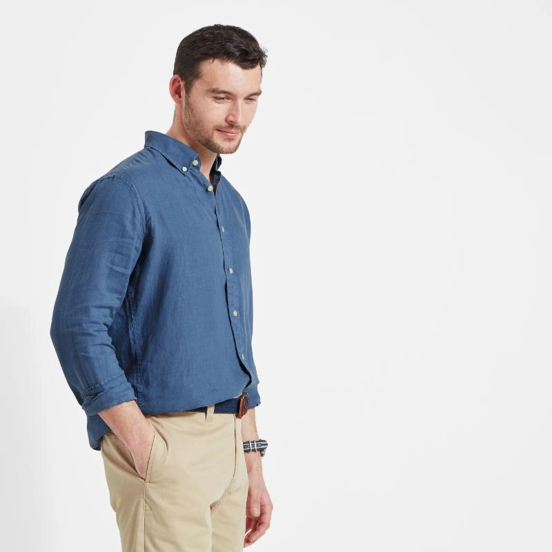 Online Exclusive Offer Schoffel Walsingham Mens Linen Shirt - French Navy