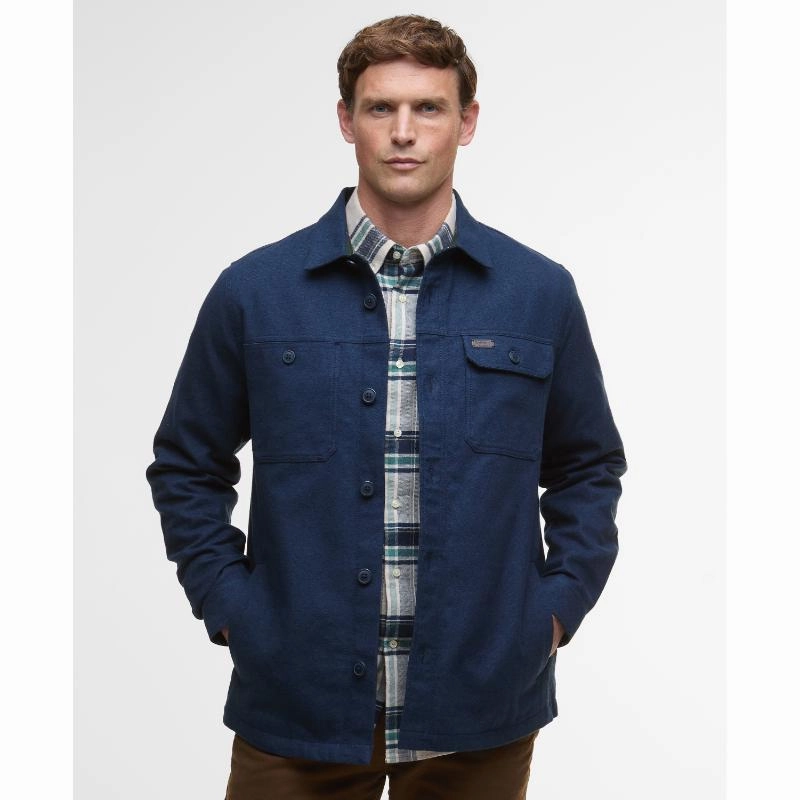 Online Exclusive Offer Hot Picks Today Barbour Giles Regular Twill Mens Overshirt - Navy