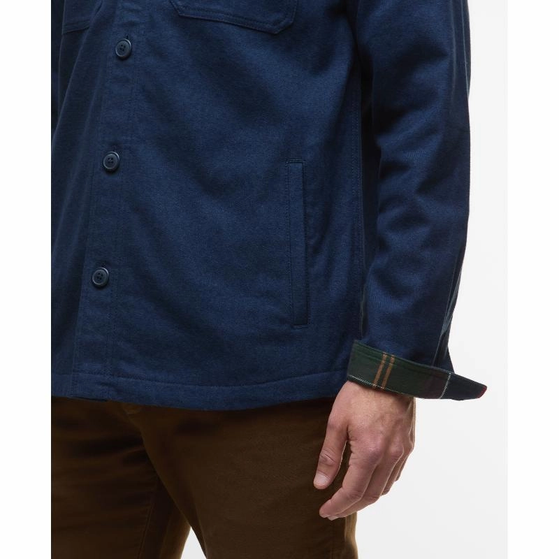 Surprise Offer Now Limited Edition Offer Barbour Giles Regular Twill Mens Overshirt - Navy