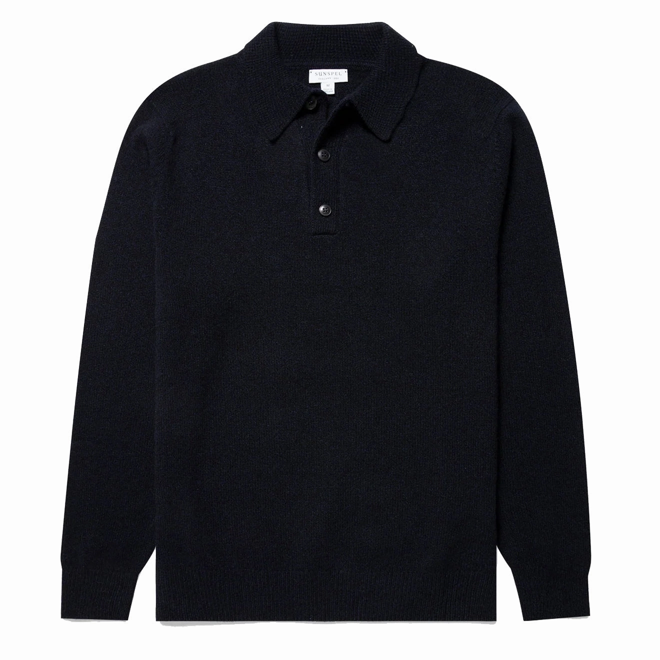 Sunspel Lambswool Polo Shirt Dark Navy Mouline Gift Sale Event