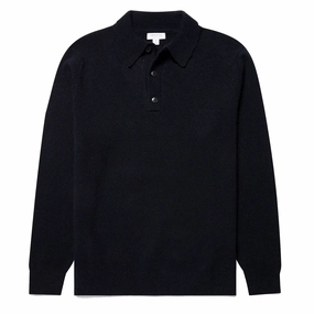 Online Exclusive Deal Exclusive Online Deal Sunspel Lambswool Polo Shirt Dark Navy Mouline