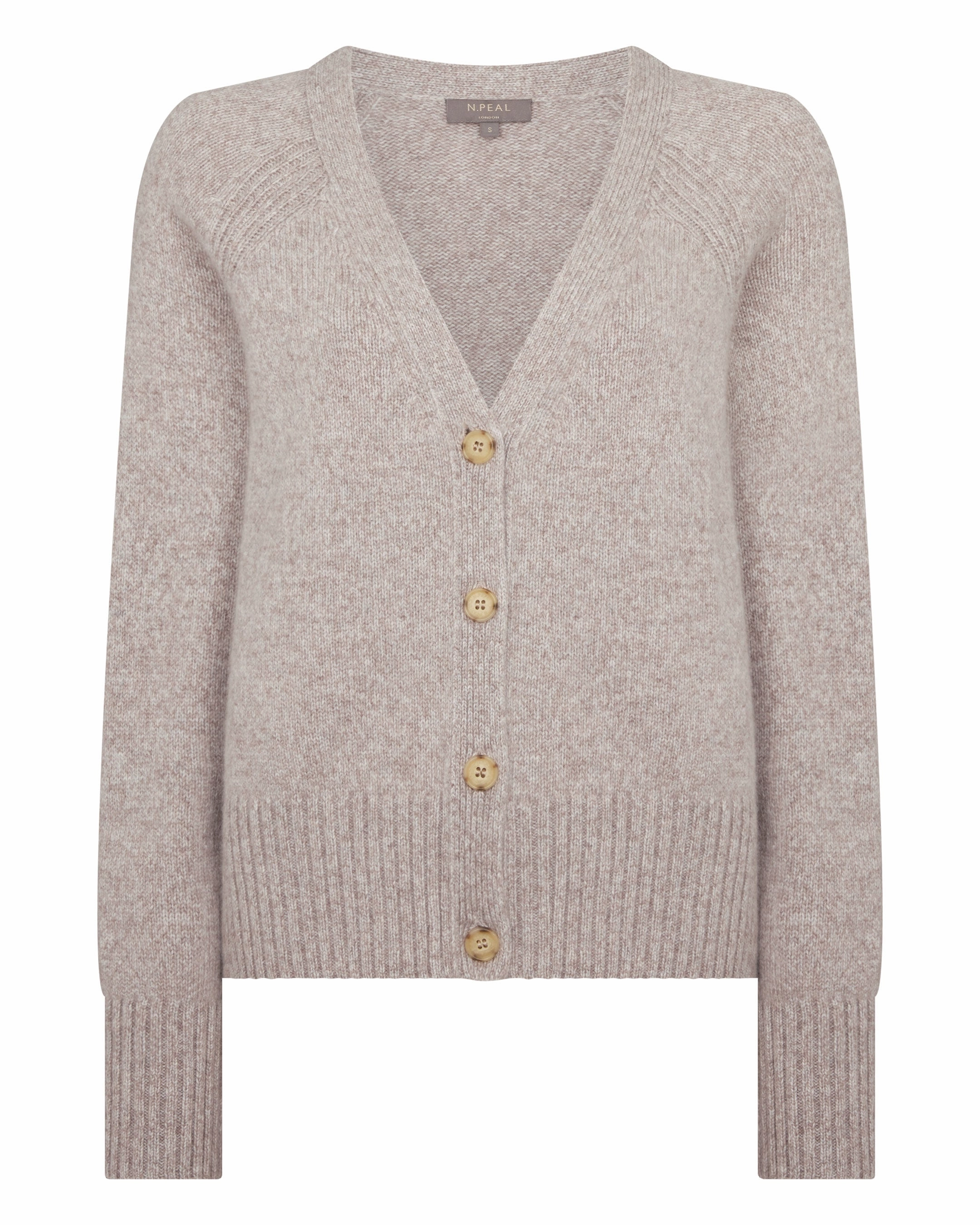 Weekend Sale Special Women'S Relaxed V Neck Cashmere Cardigan Basilica Beige Brown Marl