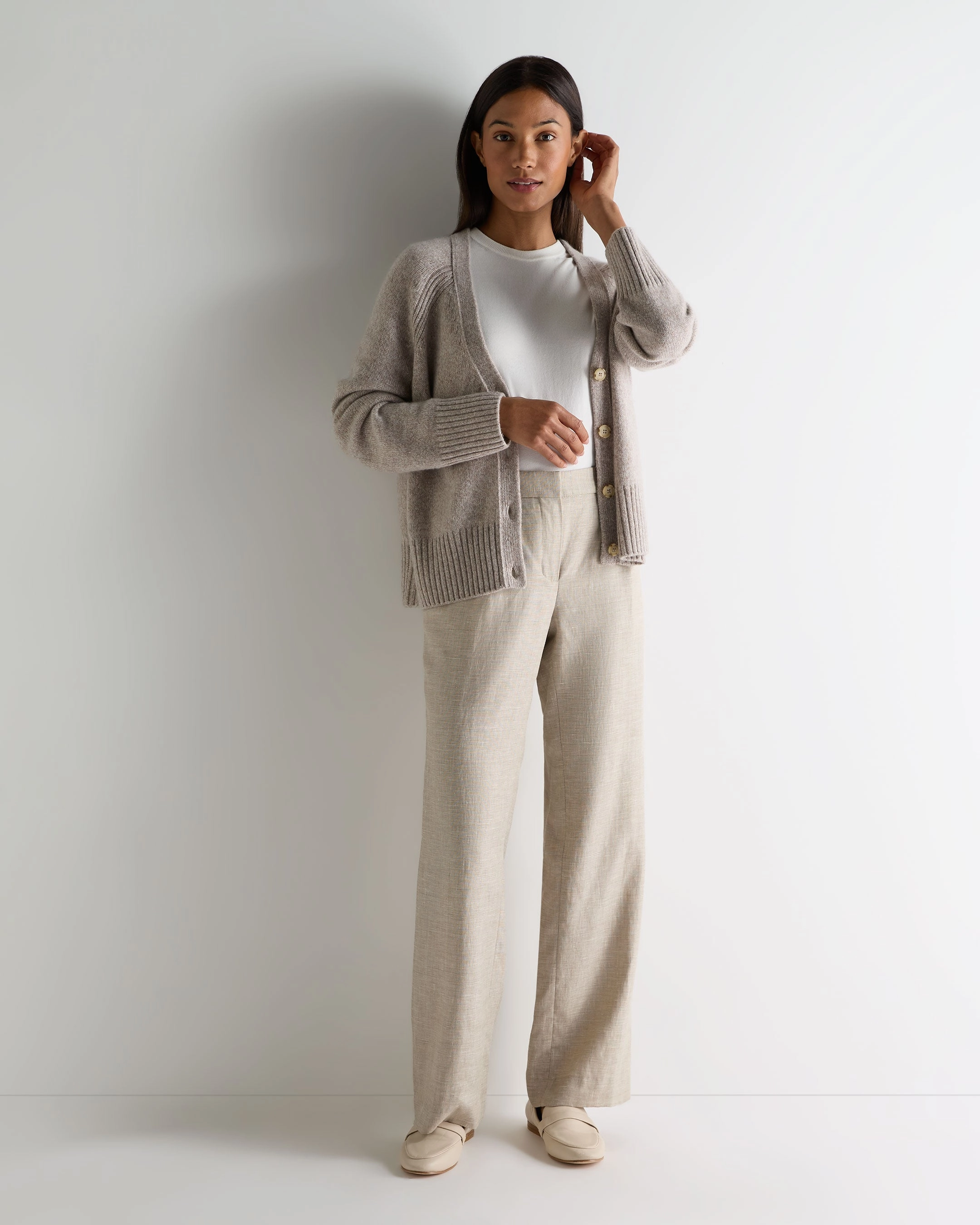 Exclusive Savings Event Sweet Deal Inside Women'S Relaxed V Neck Cashmere Cardigan Basilica Beige Brown Marl