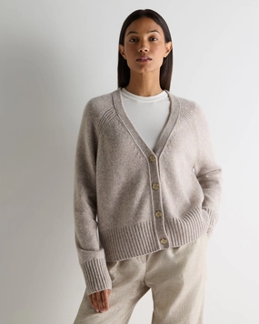 Mega Online Discount Todays Mega Savings Women'S Relaxed V Neck Cashmere Cardigan Basilica Beige Brown Marl