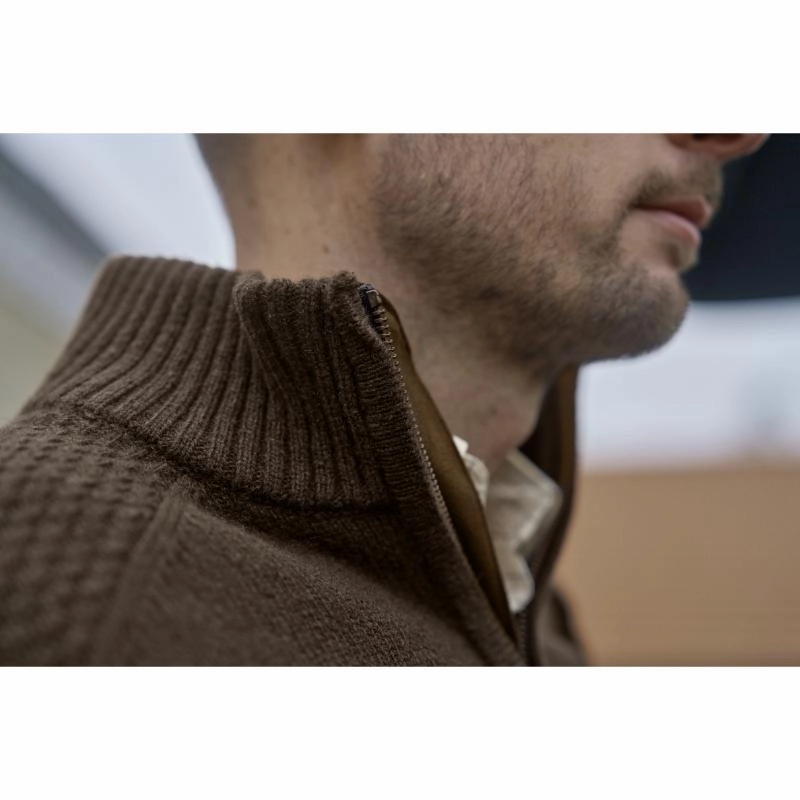 Save Today Only Exclusive Online Deal Harkila Vincent Merino Mens 1/4 Zip Jumper - Demitasse Brown