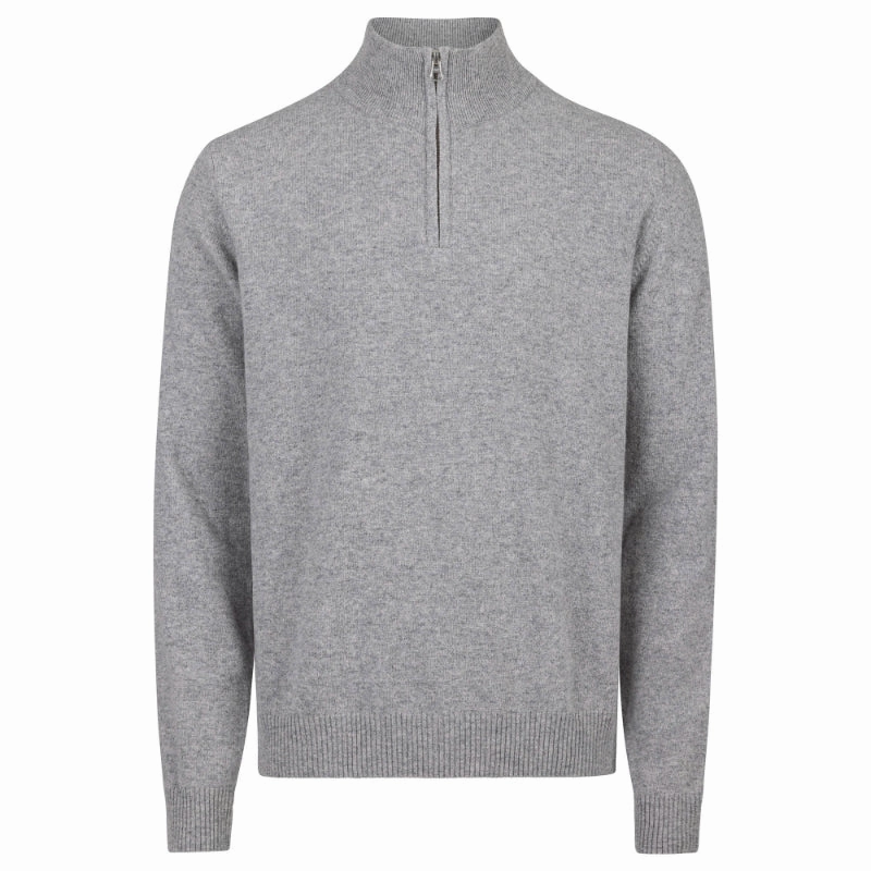 MustHave Gift Ideas Best Deal Alert Holebrook Dennis Mens Cashmere Blend 1/4 Zip Jumper - Grey Melange