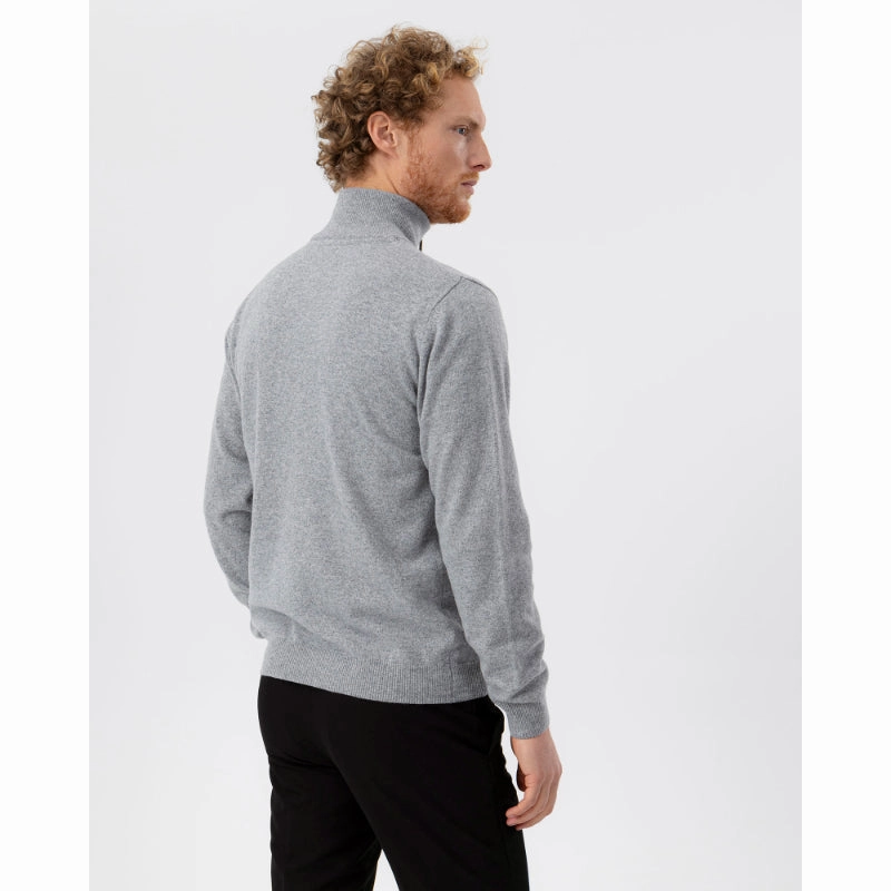 Holebrook Dennis Mens Cashmere Blend 1/4 Zip Jumper - Grey Melange Mega Discount Event Mega Online Discount