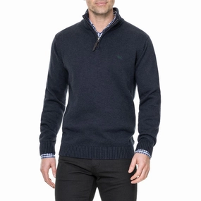 Rodd & Gunn Merrick Bay Mens 1/4 Zip Jumper  - Ink Clearance Savings Now Shop Grab Savings