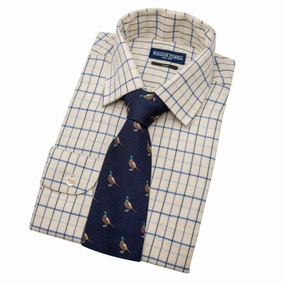 William Powell Cotton Tattersall Mens Shooting Shirt - Blue / Purple Todays Best Deal Todays Special Picks