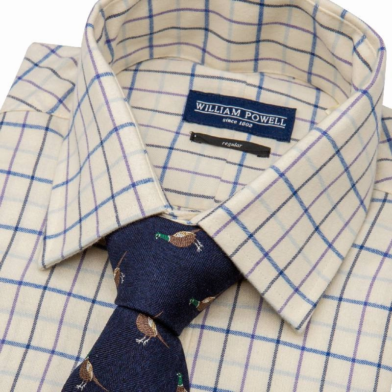 William Powell Cotton Tattersall Mens Shooting Shirt - Blue / Purple Limited Stock Alert Instant Deal Today