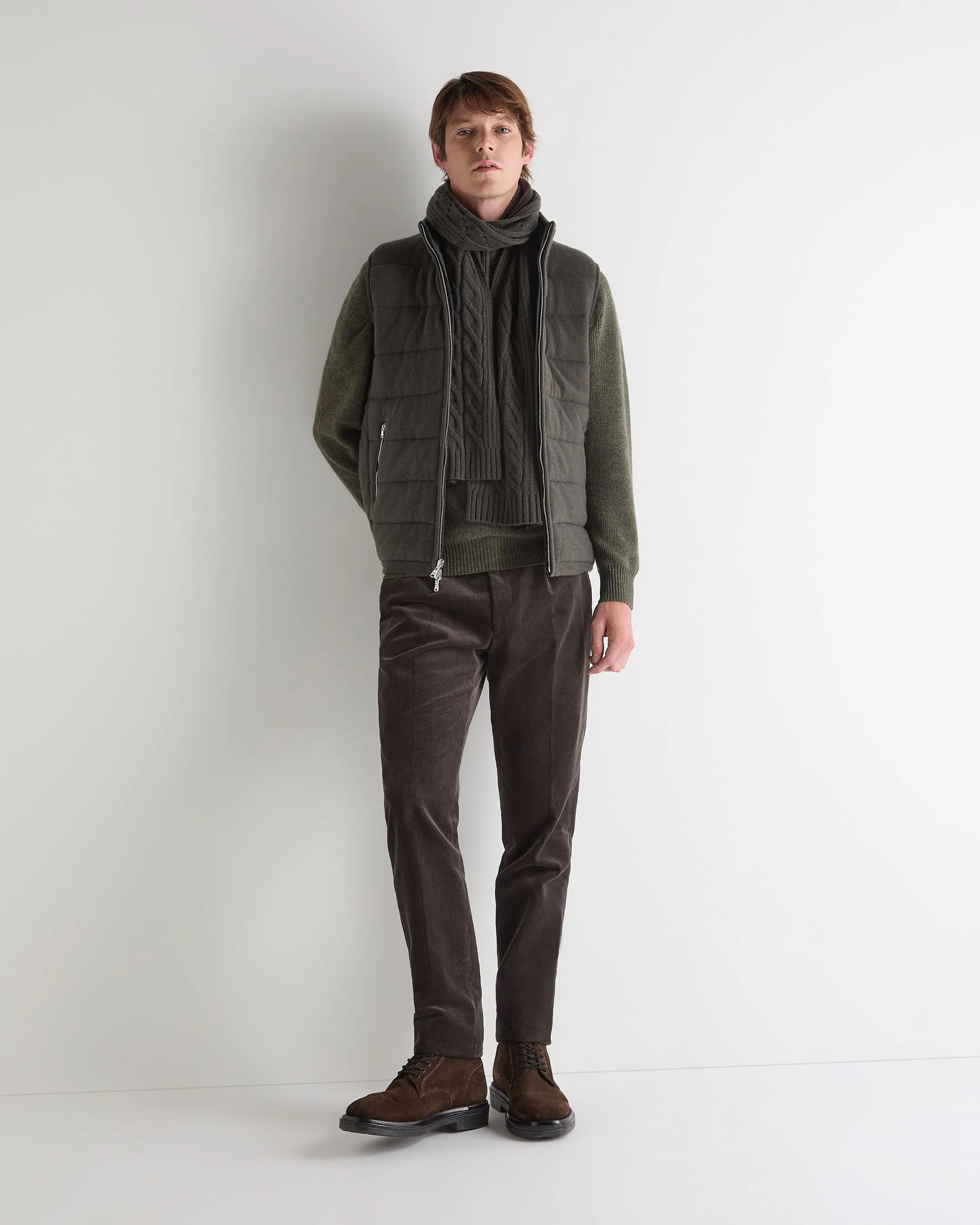 Men'S Mall Cashmere Gilet Arabica Khaki Green Big Sale Today