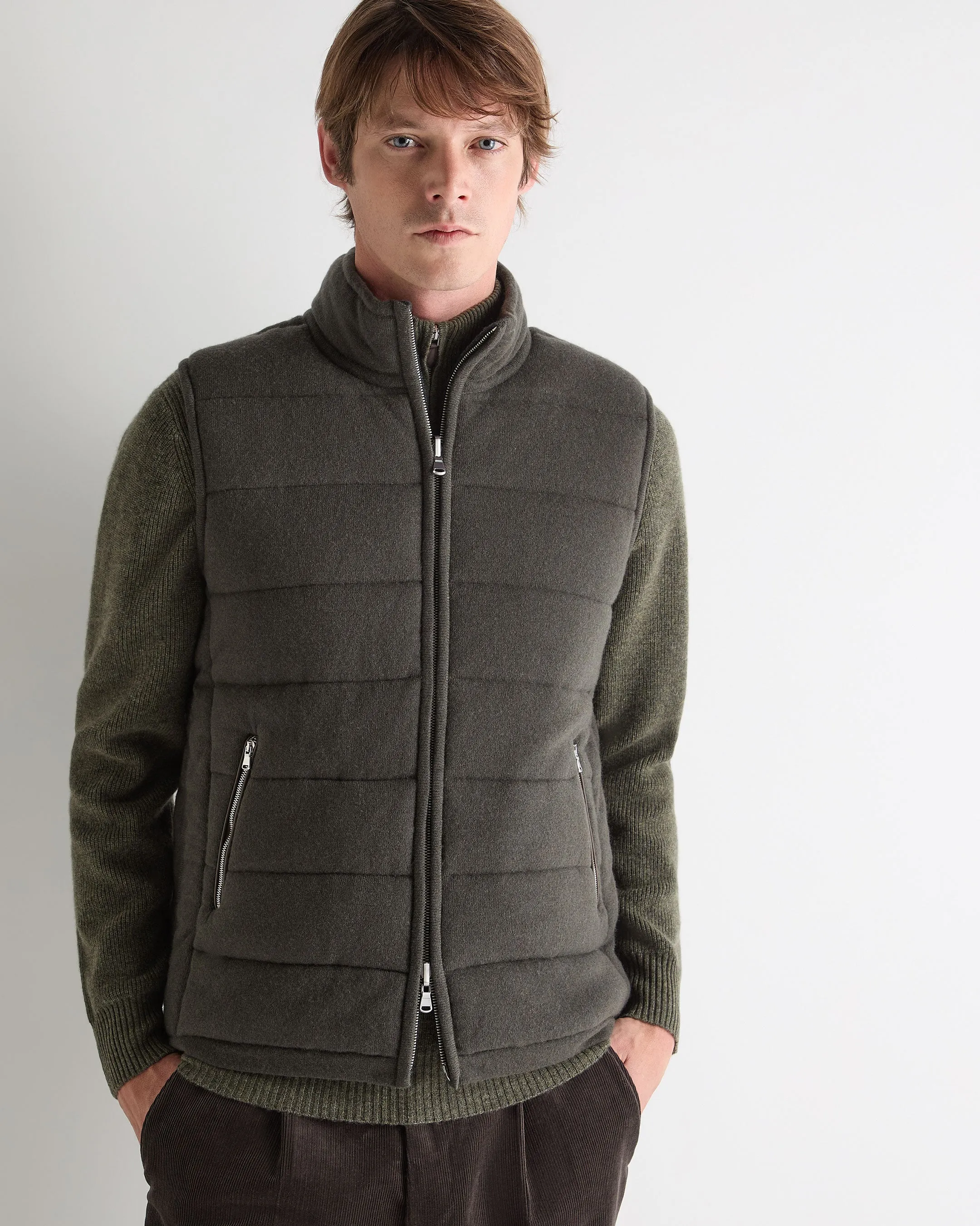Men'S Mall Cashmere Gilet Arabica Khaki Green Todays Hot Savings Exclusive Holiday Deal