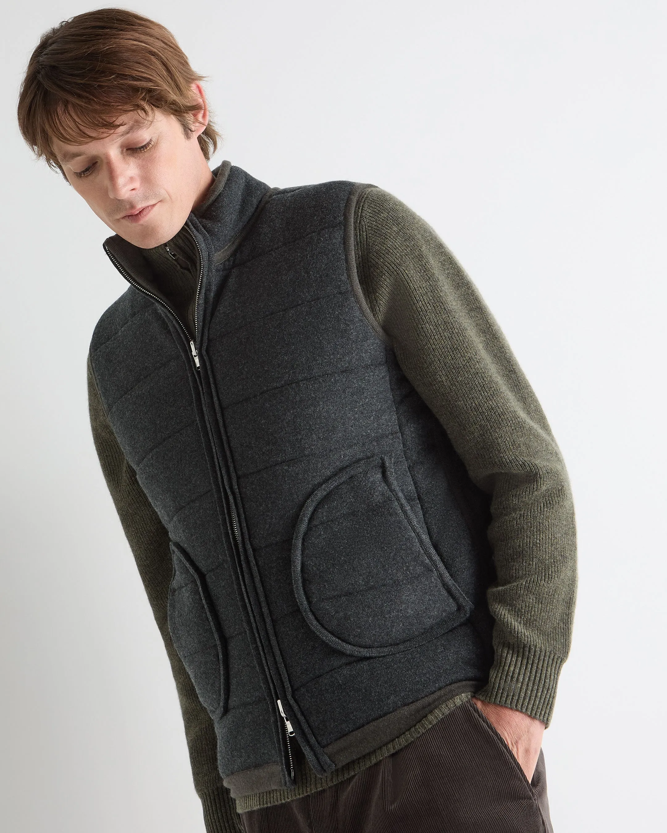 Exclusive Online Deal Men'S Mall Cashmere Gilet Arabica Khaki Green