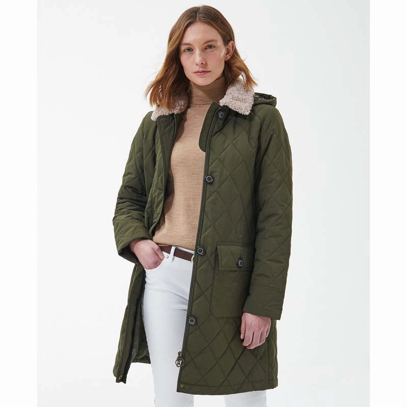 Hot Sale Today Barbour Fox Ladies Quilted Jacket - Olive/Ancient