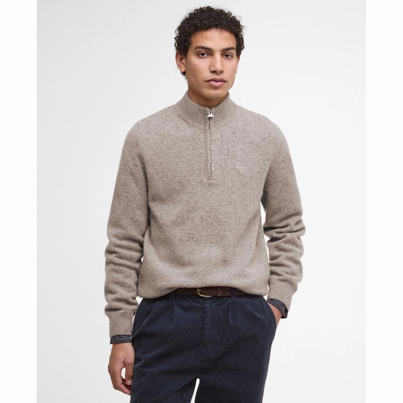 Weekend Sale Special Deal Frenzy Today Barbour Tainsbury Mens 1/4 Zip Jumper - Stone