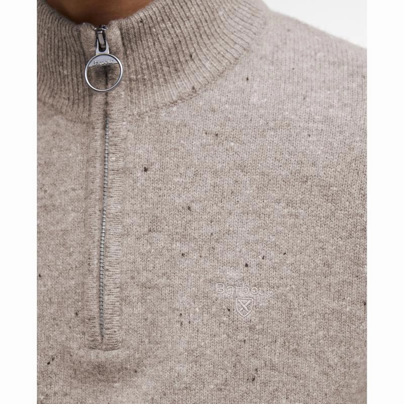 Barbour Tainsbury Mens 1/4 Zip Jumper - Stone MustHave Steals