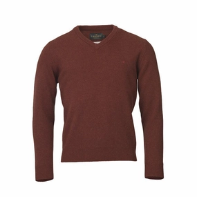 Laksen Johnston V-Neck Lambswool Mens Jumper - Rusty Todays Hot Pick Mega Hot Offer