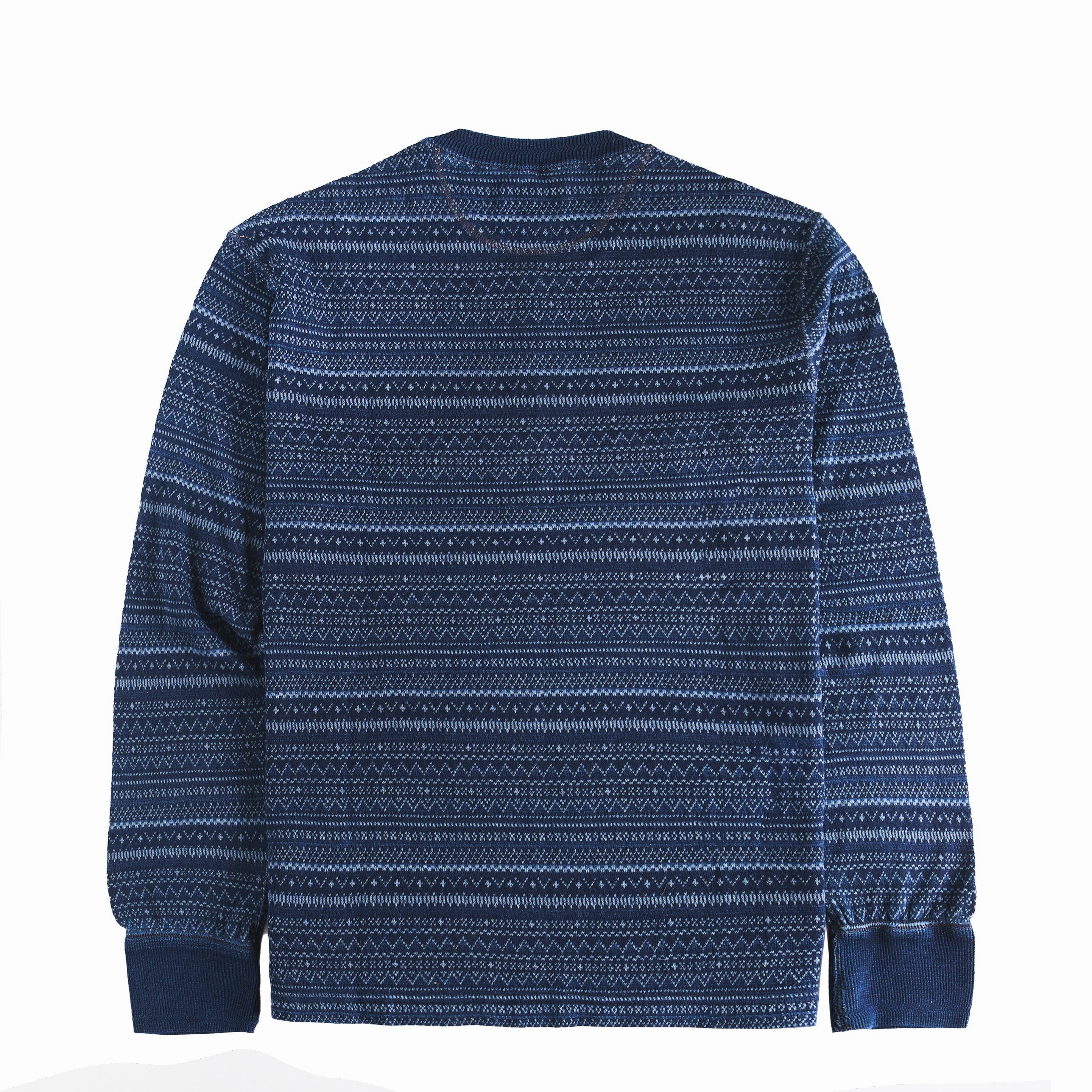Limited Time Discount Rrl By Ralph Lauren Jacquard Henley Long Sleeve Pullover Indigo / Multi