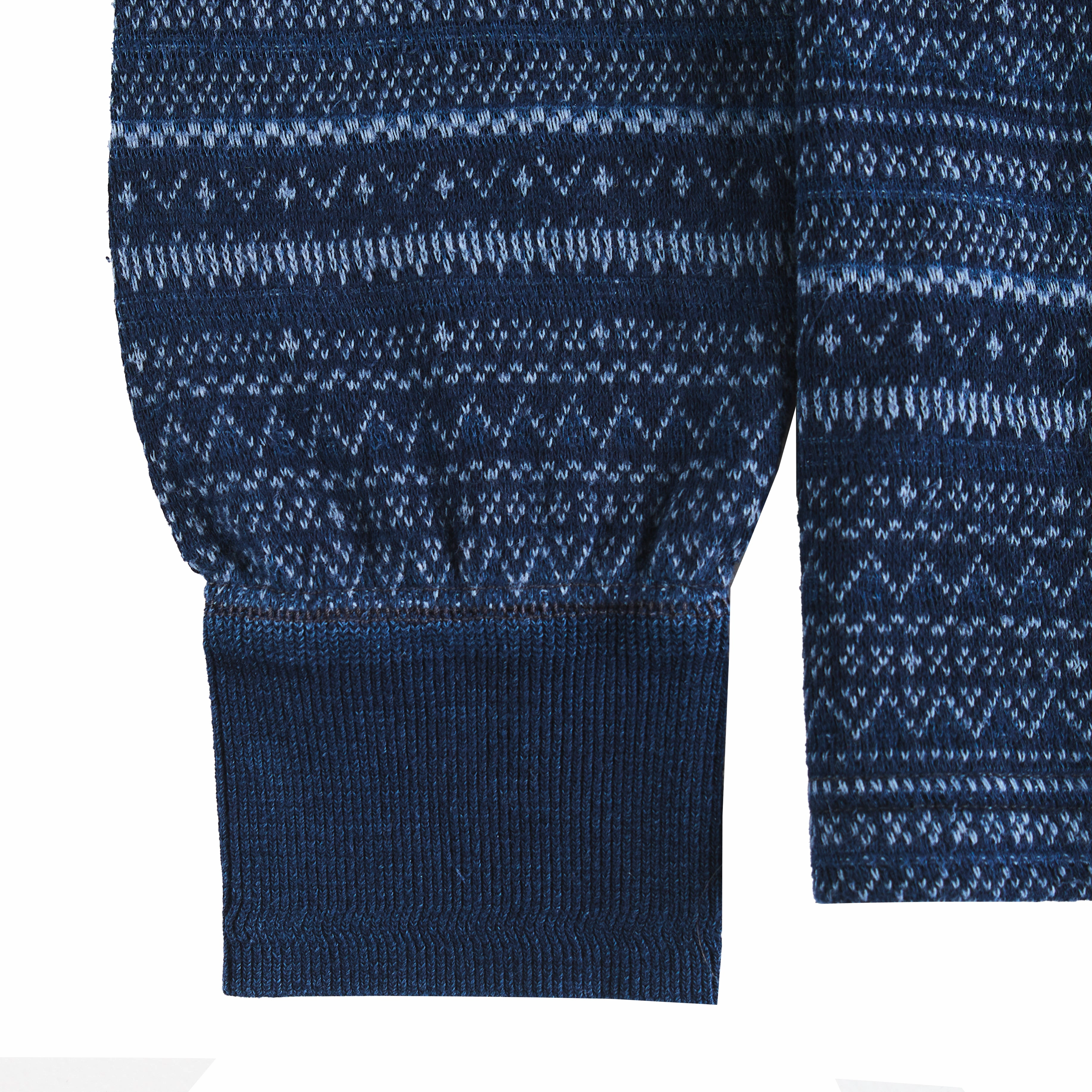 Rrl By Ralph Lauren Jacquard Henley Long Sleeve Pullover Indigo / Multi Grab It Now