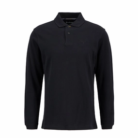 Barbour Essential L/S Polo Shirt Black Todays Trending Deals Clearance Alert Now
