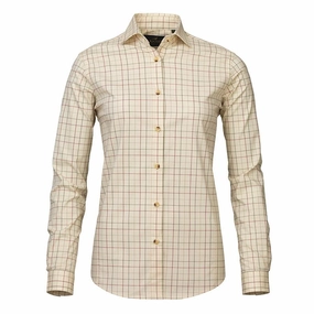 Shop Grab Offer Hot Discount Deal Laksen Eliza Ladies Tattersall Shirt - Loden/Wine/Camel