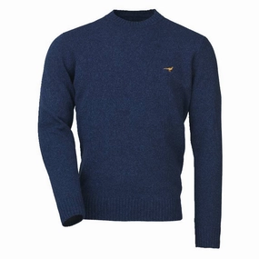 Laksen Kensington Lambswool Round Neck Mens Jumper - Midnight New Arrival Discount