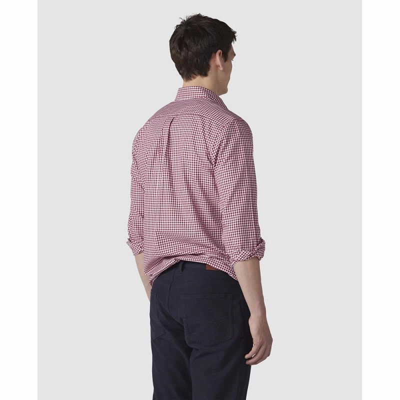 Rodd & Gunn Gunn Check Oxford Mens Sports Fit Shirt - Claret Online Exclusive Savings MustHave Clearance