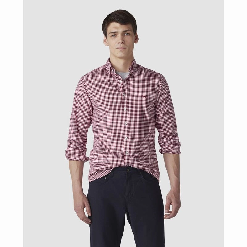 Rodd & Gunn Gunn Check Oxford Mens Sports Fit Shirt - Claret Grab It Before Gone Gift Sale Event