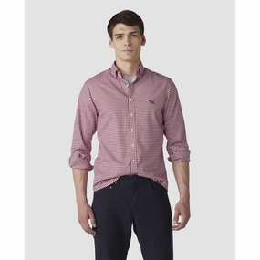 Rodd & Gunn Gunn Check Oxford Mens Sports Fit Shirt - Claret Grab It Before Gone Gift Sale Event