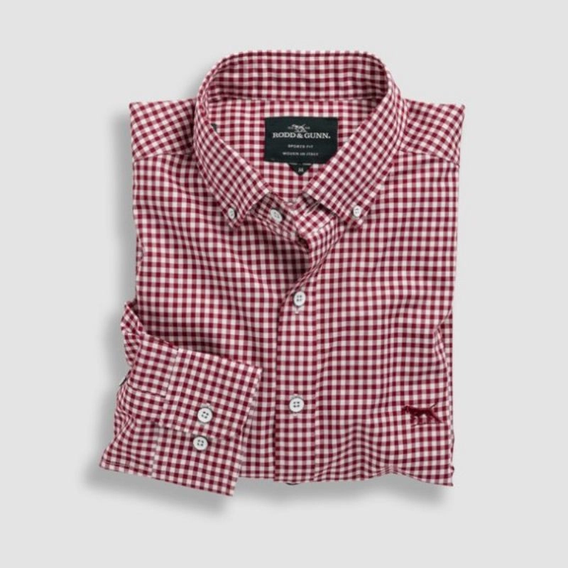 Todays Special Picks Last Chance Offer Rodd & Gunn Gunn Check Oxford Mens Sports Fit Shirt - Claret