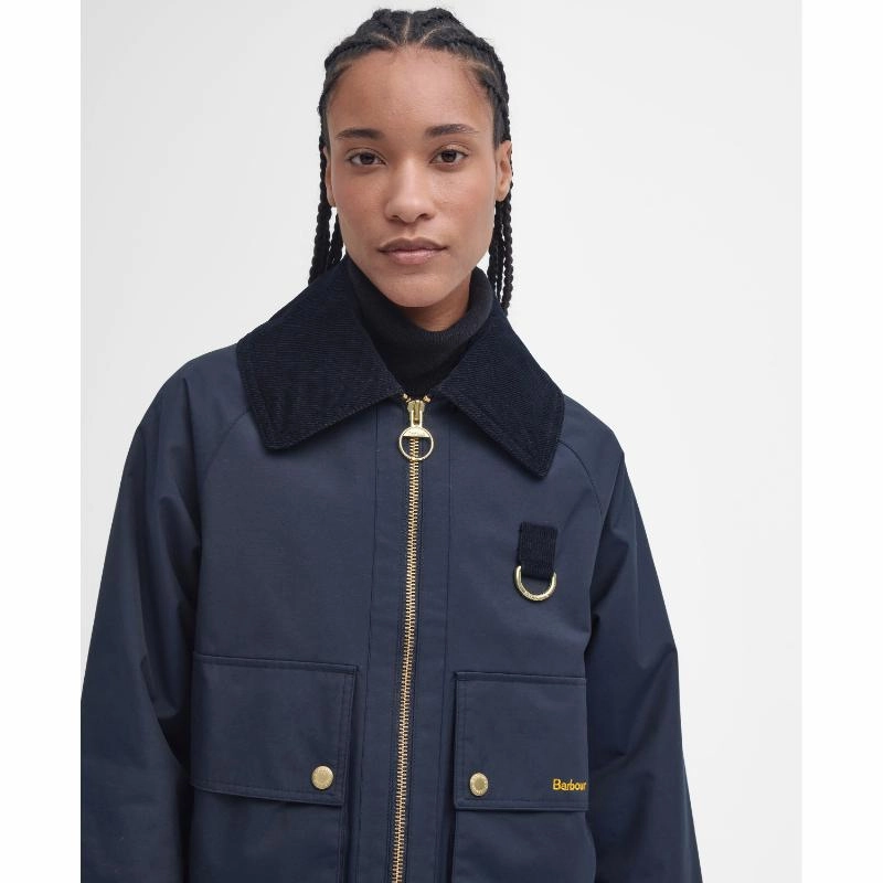 Barbour Nora Casual Ladies Jacket - Dark Navy/Military Brown/Dark Navy Exclusive Online Offer Save Today Event