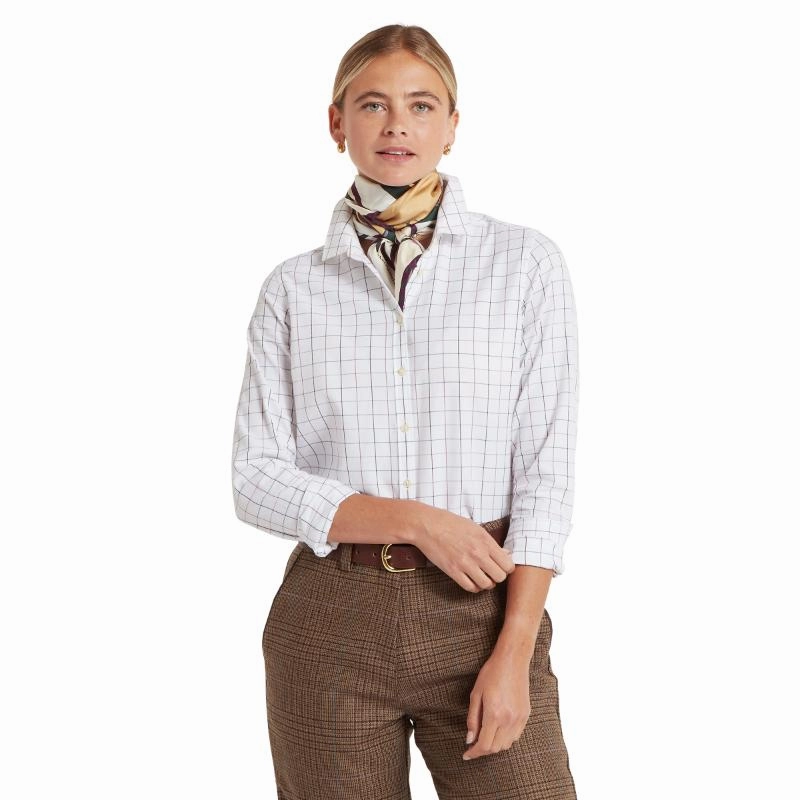 Hot Pick Deal Schoffel Blakeney Ladies Shirt - Dark Mauve Tattersall