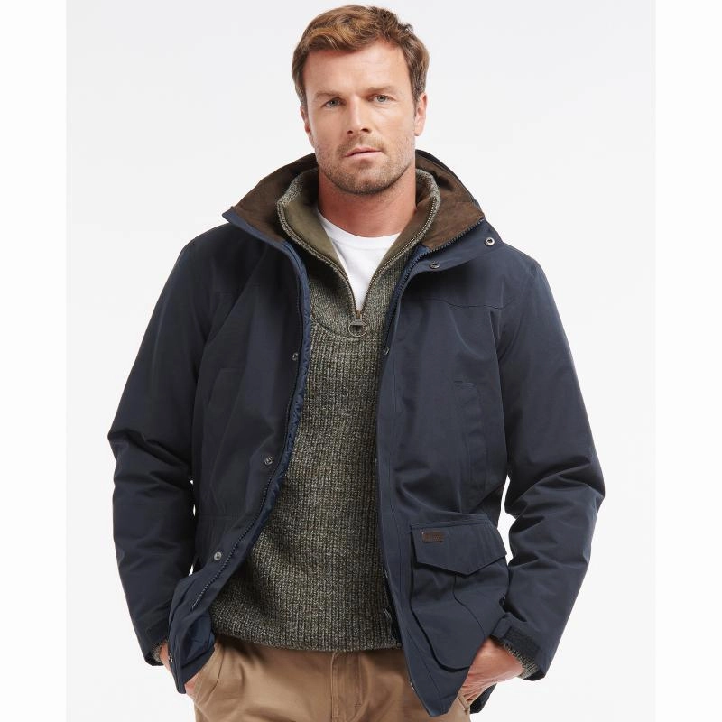 Barbour Brockstone Mens Waterproof Jacket - Navy Shop Now Save