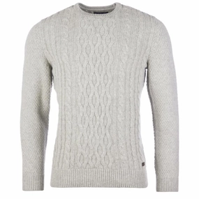 Unmissable Deal Today Barbour Chunky Mens Lambswool Cable Crew Jumper - Fog