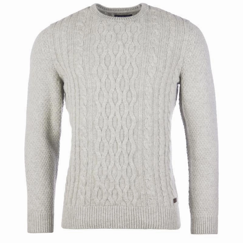 Unmissable Deal Today Barbour Chunky Mens Lambswool Cable Crew Jumper - Fog