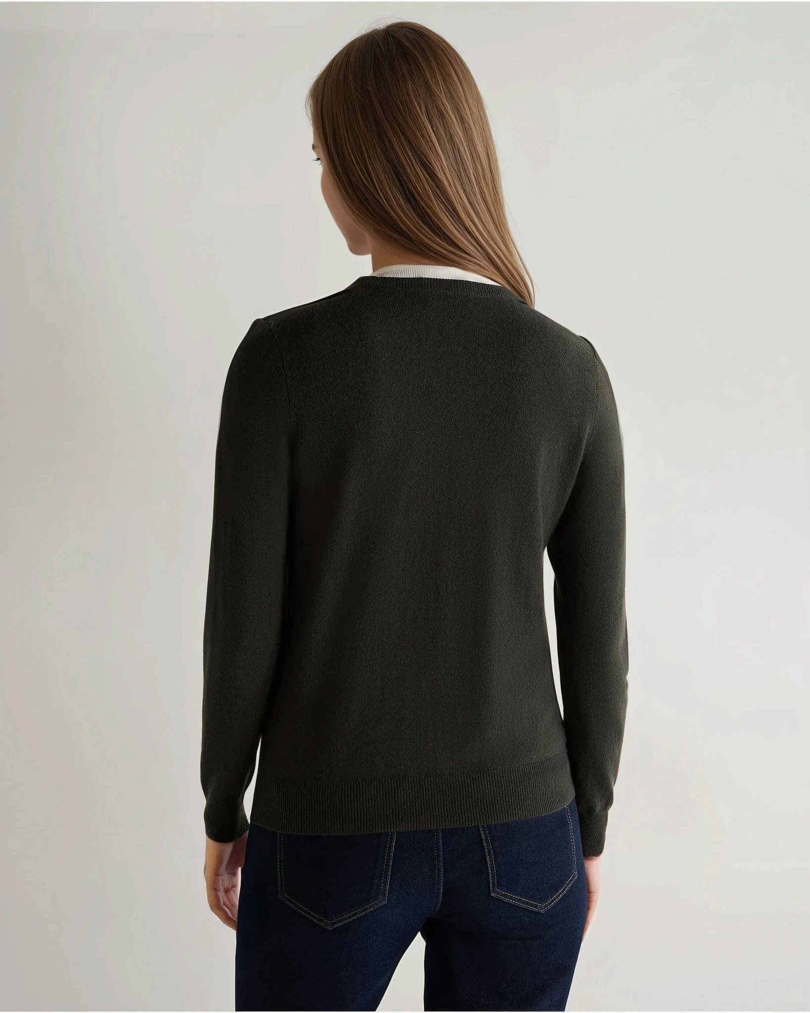 Women'S Evie Classic Round Neck Cashmere Jumper Arabica Khaki Green Todays Steal Mega Discount Today