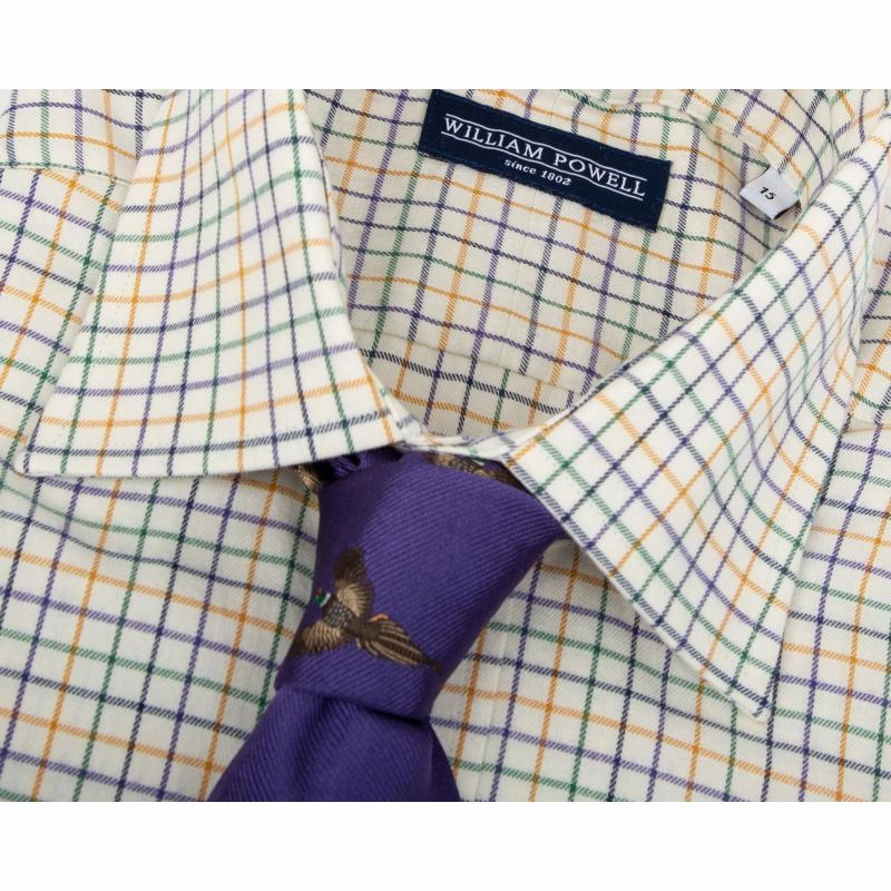 William Powell Cotton Tattersall Mens Shooting Shirt - Purple Check Instant Savings Deal
