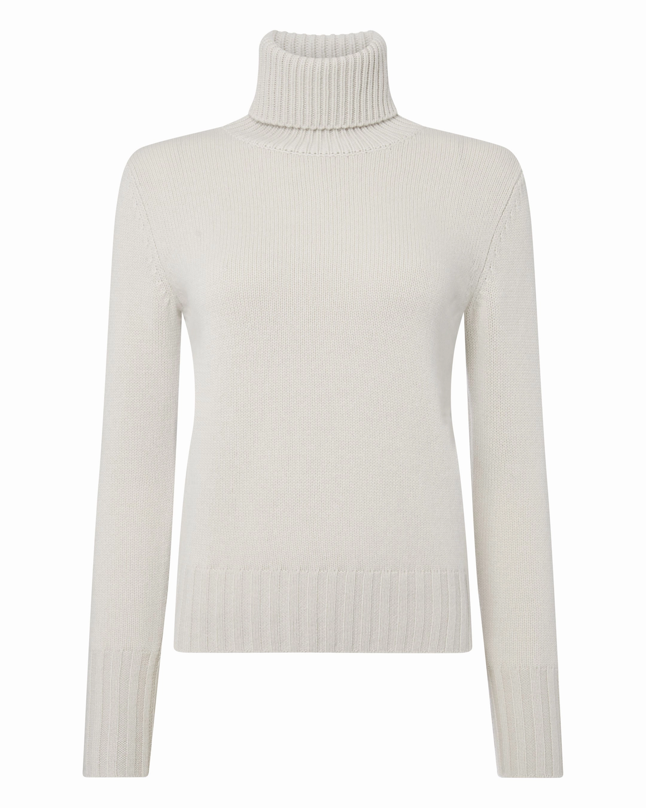 Women'S Hazel Chunky Roll Neck Cashmere Jumper Snow Grey Hot Clearance Now
