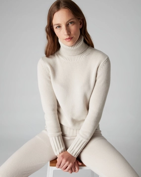 Surprise Discount Today Grab It Fast Women'S Hazel Chunky Roll Neck Cashmere Jumper Snow Grey