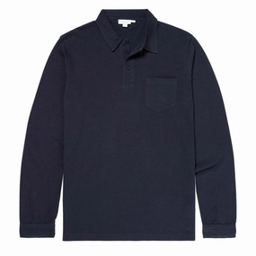 Sunspel Long Sleeved Riviera Polo Navy Clearance Sale Hot Pick of the Day
