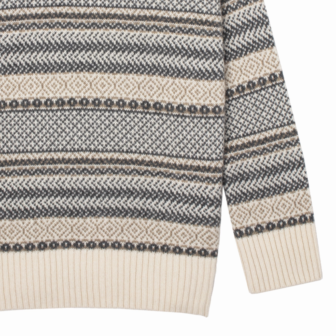 Sunspel Womens Lambswool Fairisle Jumper Ecru / Camel / Charcoal Fairisle Grab Save Today Clearance Savings Now
