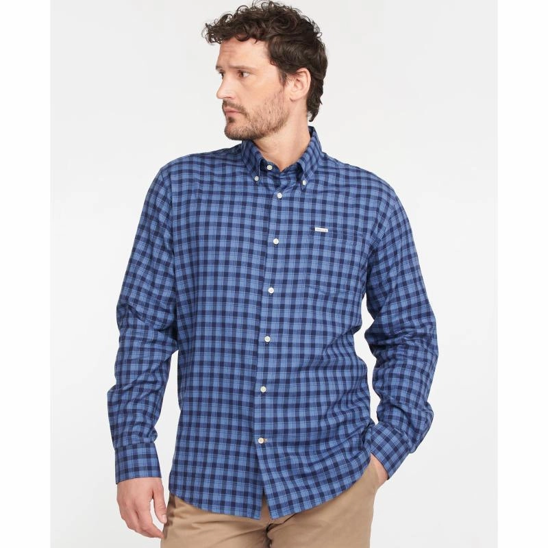 Barbour Lowfell Regular Fit Mens Shirt - Blue Limited Time Steal Deal Frenzy Today