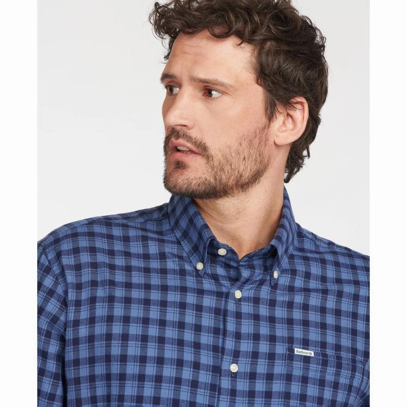 Shop Grab Offer Dont Wait Save Barbour Lowfell Regular Fit Mens Shirt - Blue