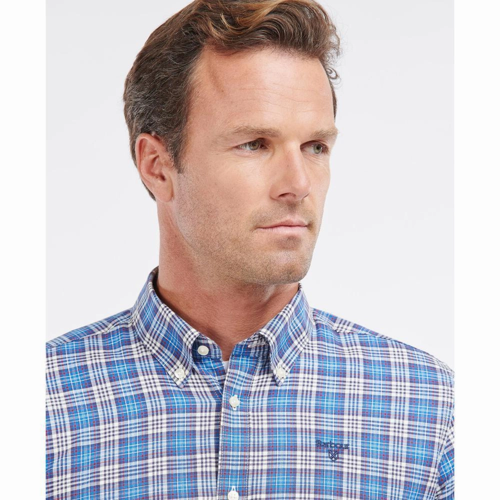 Barbour Spillman Mens Shirt - Blue Gift Sale Event Special Savings Today