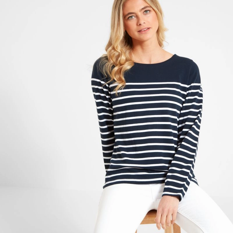 Schoffel Beauport Ladies Top - Navy Stripe Hot Sale Today